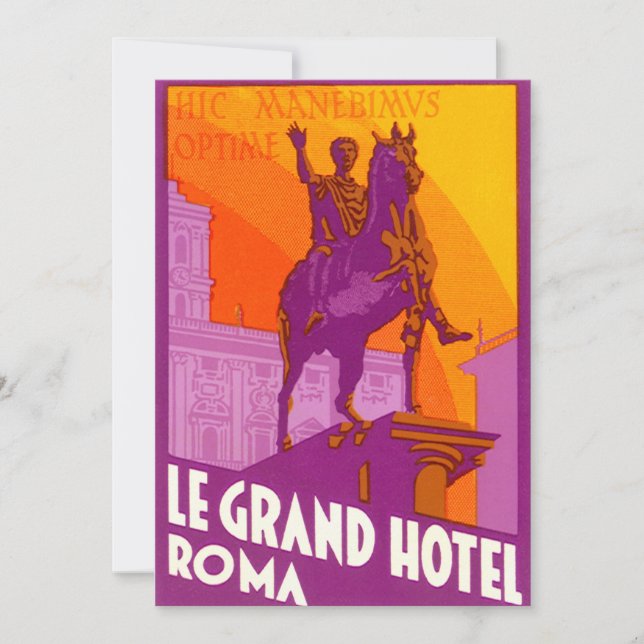 Le Grand Hotel Roma Statue, Italy, Vintage Travel (Front)