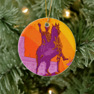 Le Grand Hotel Roma Statue, Italy, Vintage Travel Ceramic Tree Decoration