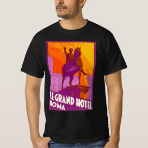 Le Grand Hotel Roma Statue, Italy, Vintage Travel T-Shirt