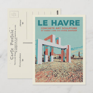 Le Havre concrete art sculpture on beach France Postcard