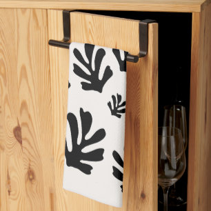 Le Jardin 02 Botanical Black White Modern Leaves Tea Towel