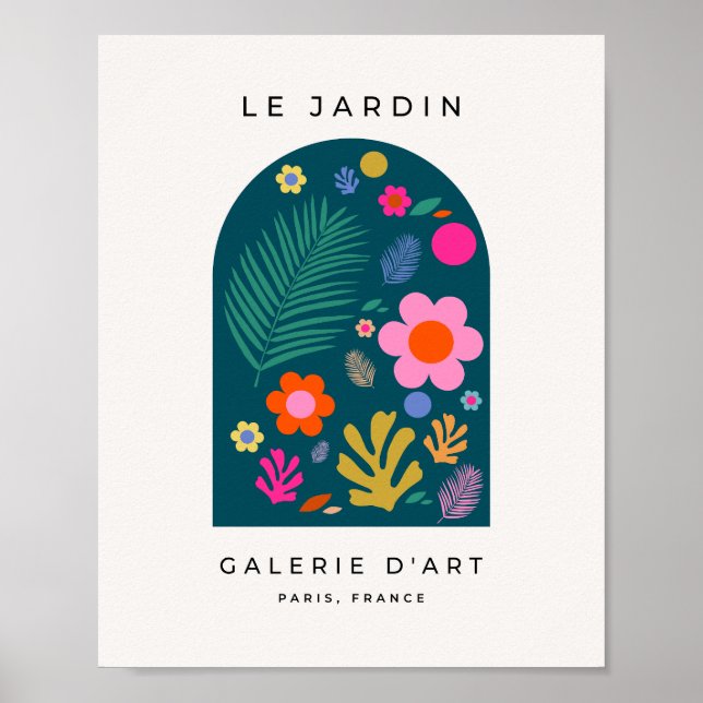 Le Jardin 05 Abstract Flowers Navy Blue Floral Poster (Front)