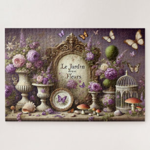 Le Jardin des Fleurs Vintage Floral Butterfly Jigsaw Puzzle