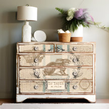 Le Lapin Burlap Easter Rabbit French Decoupage