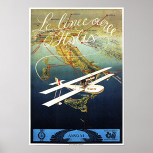 LE LINEE ITALY Airlines Aeroplane Europe Travel Ad Poster