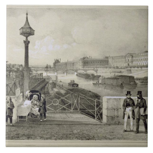 Le Louvre, engraved by Auguste Bry (engraving) Tile (Front)