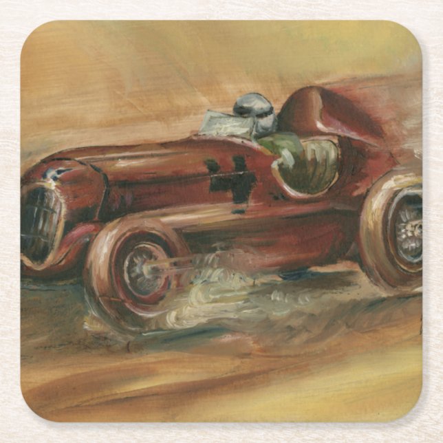 Le Mans Racecar by Ethan Harper Square Paper Coaster (Front)