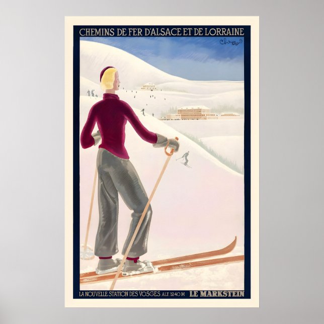 Le Markstein Vosges Valley Alsace France Vintage Poster (Front)