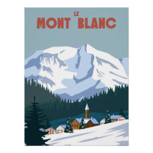 Le Mont Blanc Ski resort poster retro