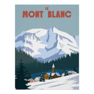 Le Mont Blanc Ski resort poster retro