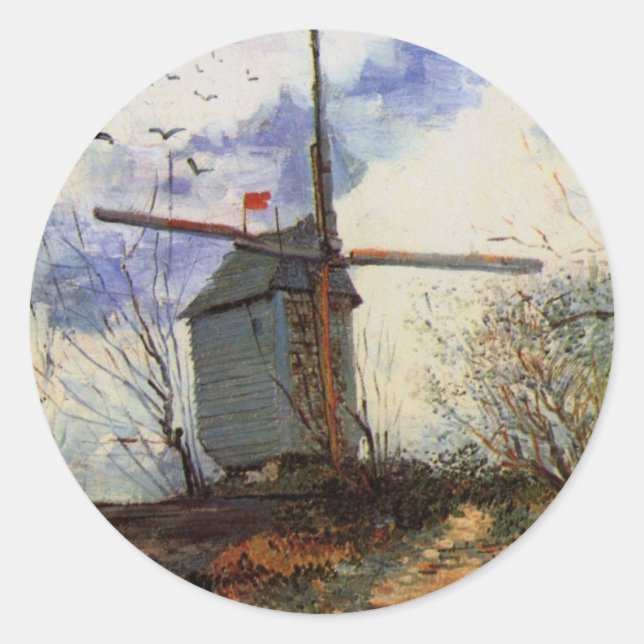 Le Moulin de la Galette by Vincent van Gogh Classic Round Sticker (Front)