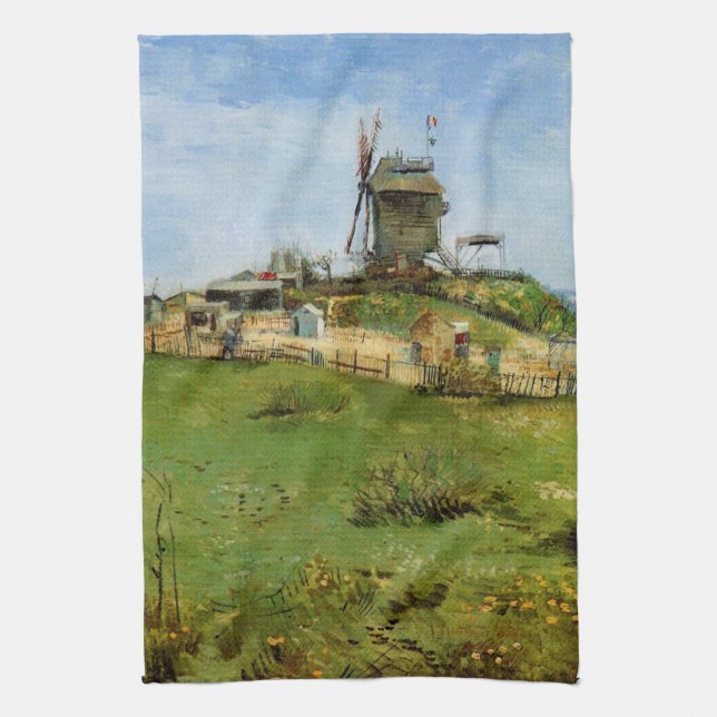 Le Moulin de la Galette by Vincent van Gogh Tea Towel (Vertical)