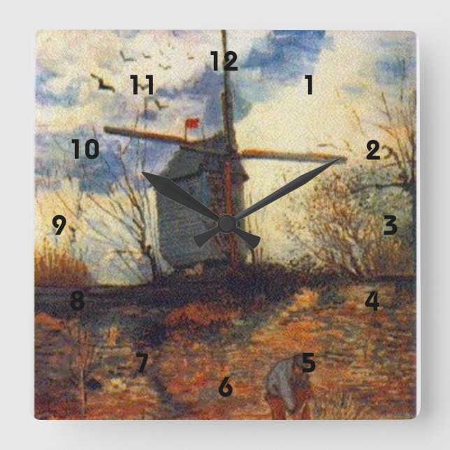 Le Moulin de la Galette Van Gogh Square Wall Clock (Front)