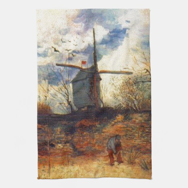 Le Moulin de la Galette Van Gogh Tea Towel (Vertical)