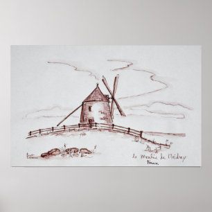 Le Moulin de Moidrey Windmill   Pontorson Poster