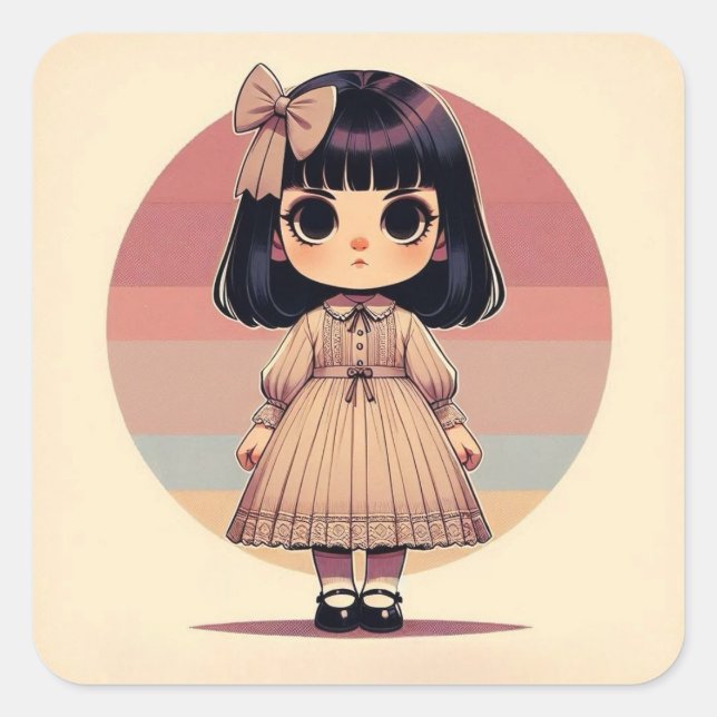 "Lé onie - La Petite Muse Ré tro Square Sticker (Front)