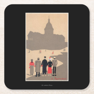 Le Pantheon Art Deco SceneParis, France Square Paper Coaster