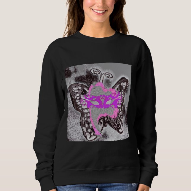 Le Papillon Masqué De Gris Et De Rose Sweatshirt (Front)