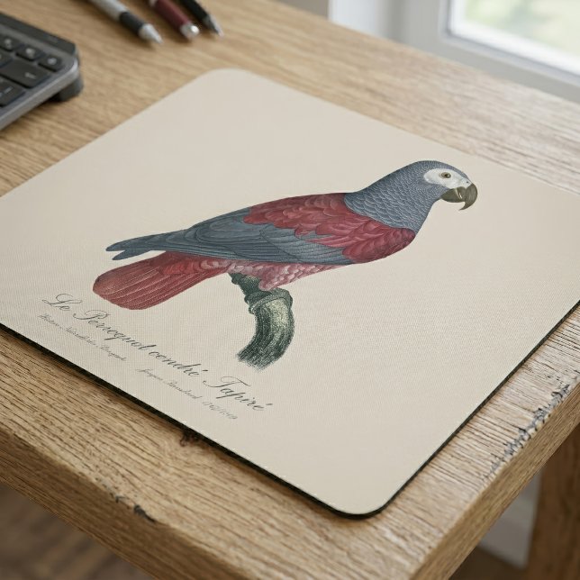 Le Perroquet cendre Tapire  Mouse Pad (African Grey Parrot Red Factor Psittacus Erithacus. Mouse Pad)