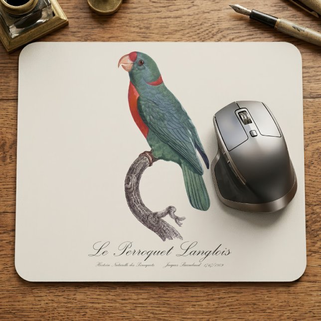 Le Perroquet Langlois  Mouse Pad (Le Perroquet Langlois by Jacques Barraband. Mouse Pad)