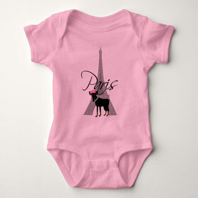 Le petit chien à Paris Baby Bodysuit (Front)