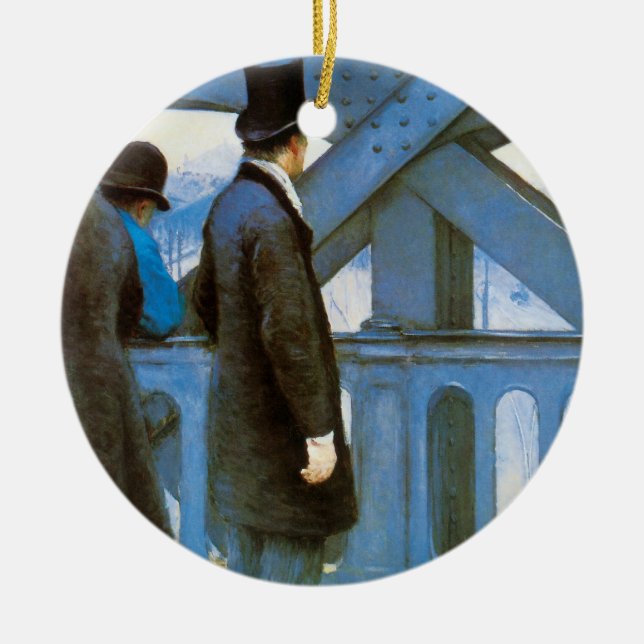 Le Pont de l'Europe by Gustave Caillebotte Ceramic Tree Decoration (Front)