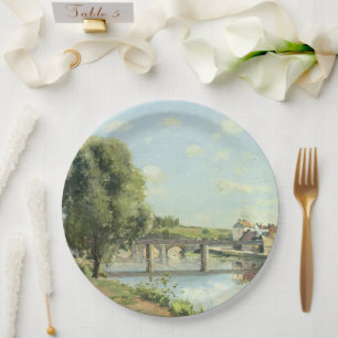 Le Pont Du Chemin De Fer Camille Pissarro Paper Plate