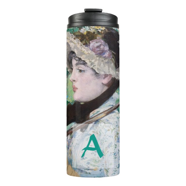 Le Printemps Édouard Manet Woman Portrait Monogram Thermal Tumbler (Front)