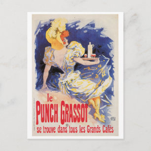Le Punch Grassot Vintage Wine Drink Ad Art Postcard