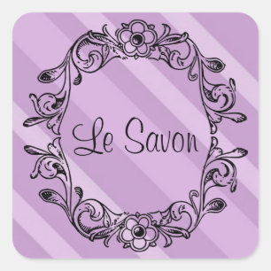 Le Savon Lavender Striped Square Stickers/Labels Sticker