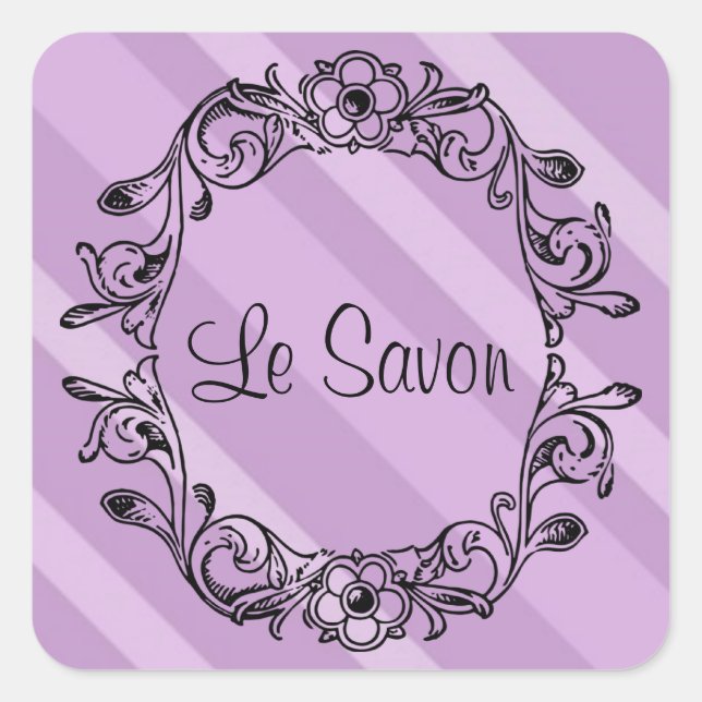 Le Savon Lavender Striped Square Stickers/Labels Sticker (Front)