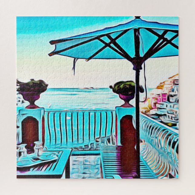 Le Sirenuse In Positano, Italy, Tea Time Jigsaw Puzzle (Vertical)