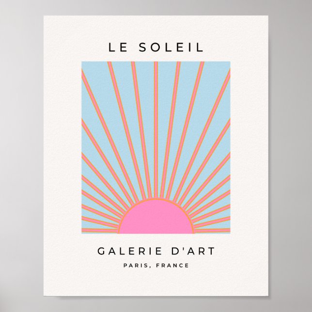 Le Soleil 02 Retro Sun Pink And Blue Sunshine Poster (Front)