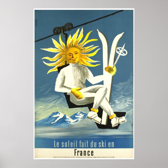 Le soleil fait du ski en France, Ski Poster (Front)
