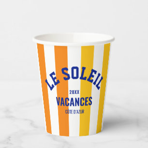 Le Soleil Vacances Côte d'Azur Cabana Stripe Paper Cups