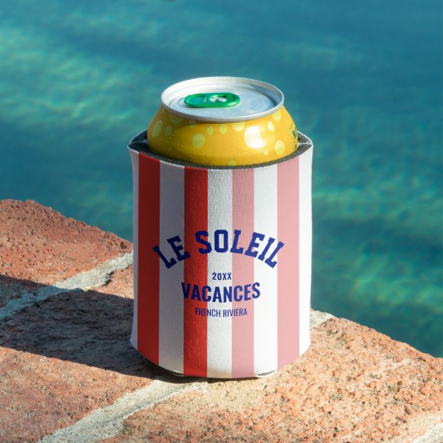 Le Soleil Vacances French Riviera Cabana Stripe Can Cooler (In Situ Pool)