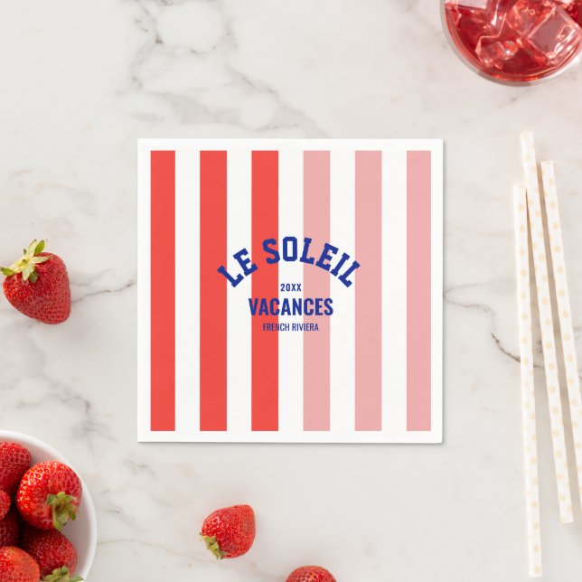 Le Soleil Vacances French Riviera Cabana Stripe Napkin (Insitu)