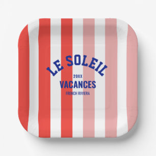 Le Soleil Vacances French Riviera Cabana Stripe Paper Plate