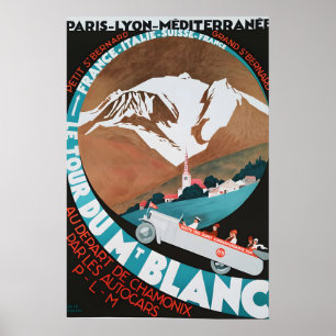 Le Tour de Mt Blanc France Italy Vintage927 Travel Poster