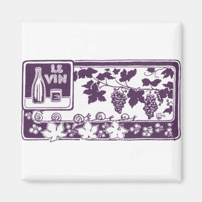 Le Vin, Vintage Wine Label Magnet (Front)