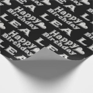 Lea Happy Birthday silver black gift paper