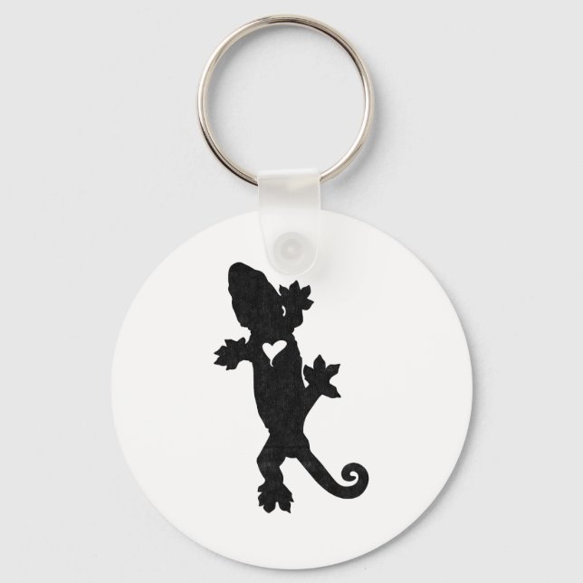 Leachie New Caledonian Gecko Artsy Distressed  Key Ring (Front)