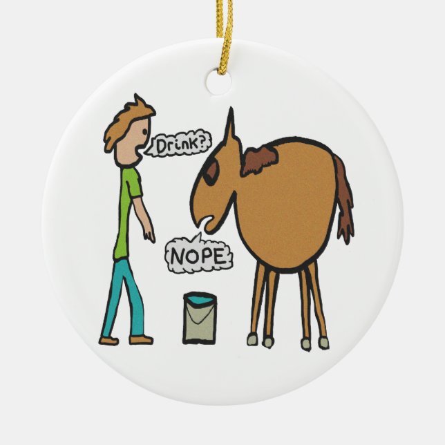 Lead A Horse To Water Ceramic Tree Decoration (Front)