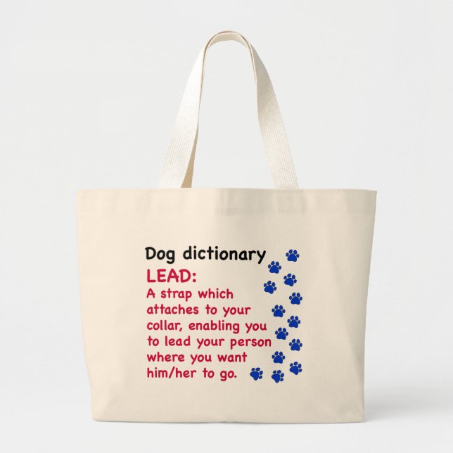 Lead - dog dictionary large tote bag (Front)