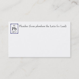 Lead element symbol Plumber business card