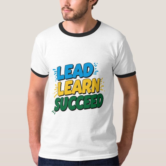 "LEAD LEARN SUCCESS Slogan T-Shirt for Men" "Inspi (Front)
