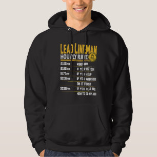 Lead Lineman Hourly Rate Electrician Lead Linema Hoodie