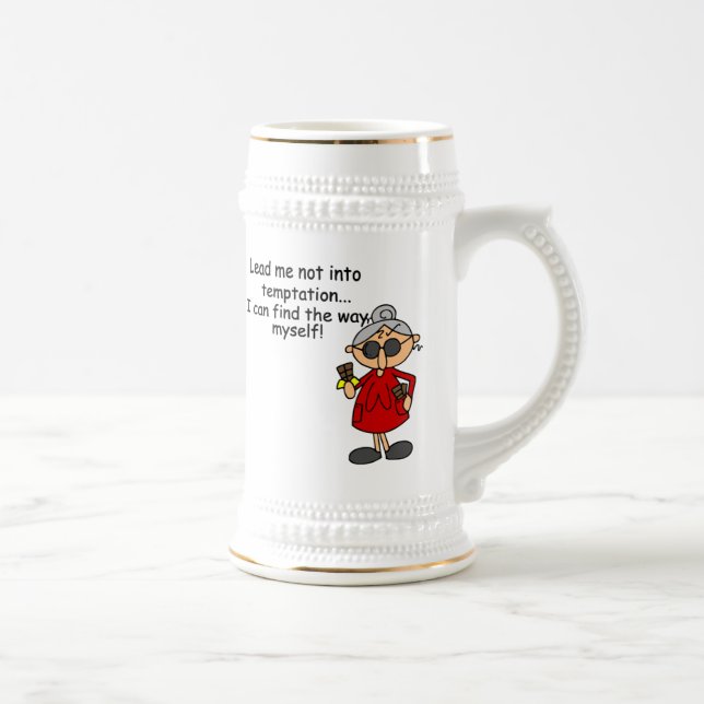 Lead Me Not Into Temptation Humour Beer Stein (Right)