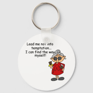 Lead Me Not Into Temptation Humour Key Ring