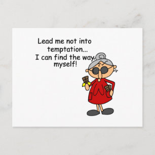 Lead Me Not Into Temptation Humour Postcard